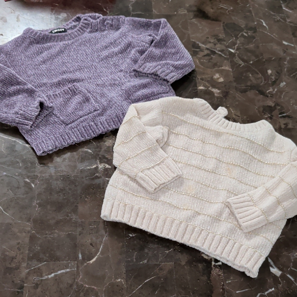 DKNY Purple and Cream Sweater Set